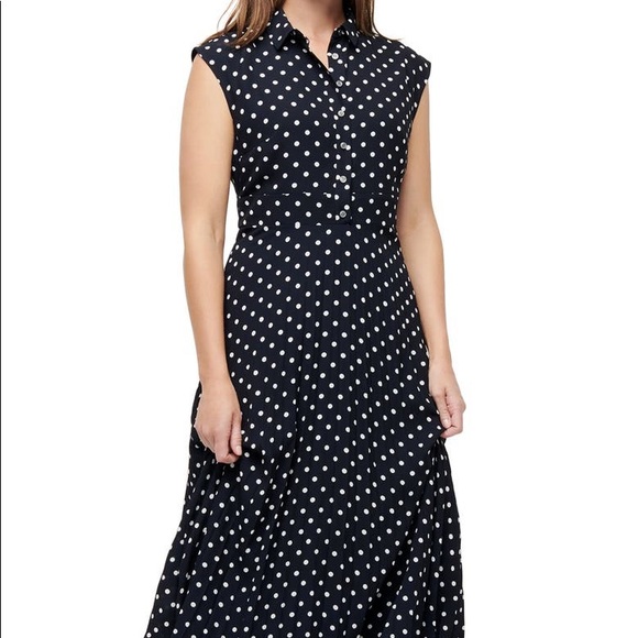 Like New J.Crew Polka Dot Pleated Skirt Shirtdress